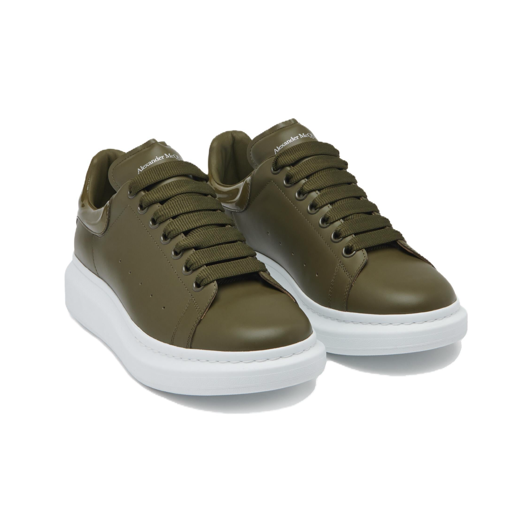Alexander McQueen Oversized Leather Sneakers 'Olive Green