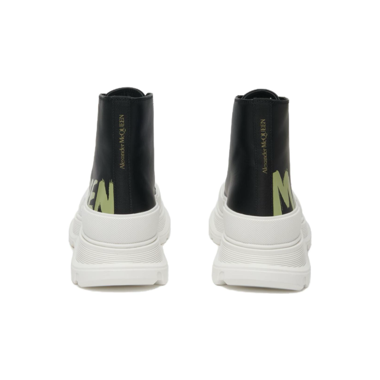 Alexander McQueen Tread Slick Lace-up High Top Shoes 'Black White