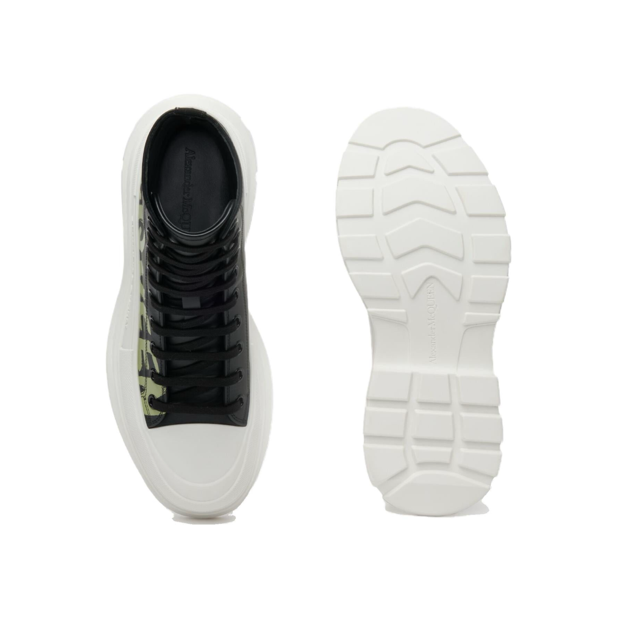 Alexander McQueen Tread Slick Lace-up High Top Shoes 'Black White