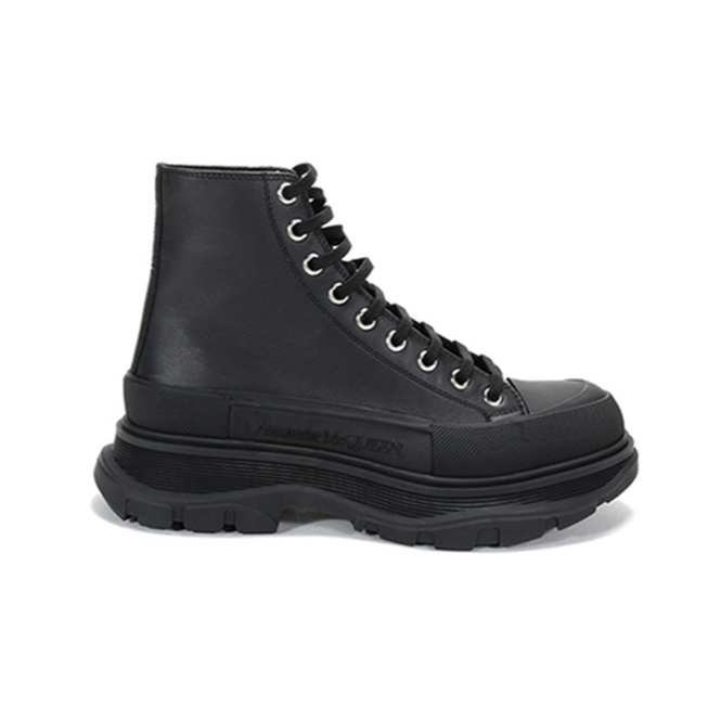 Alexander McQueen Tread Slick Lace Up Boot 'Triple Black Leather' 627206WHZ621081 #