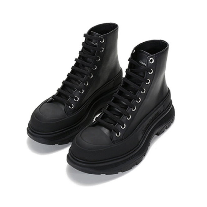 Alexander McQueen Tread Slick Lace Up Boot 'Triple Black Leather' 627206WHZ621081 #