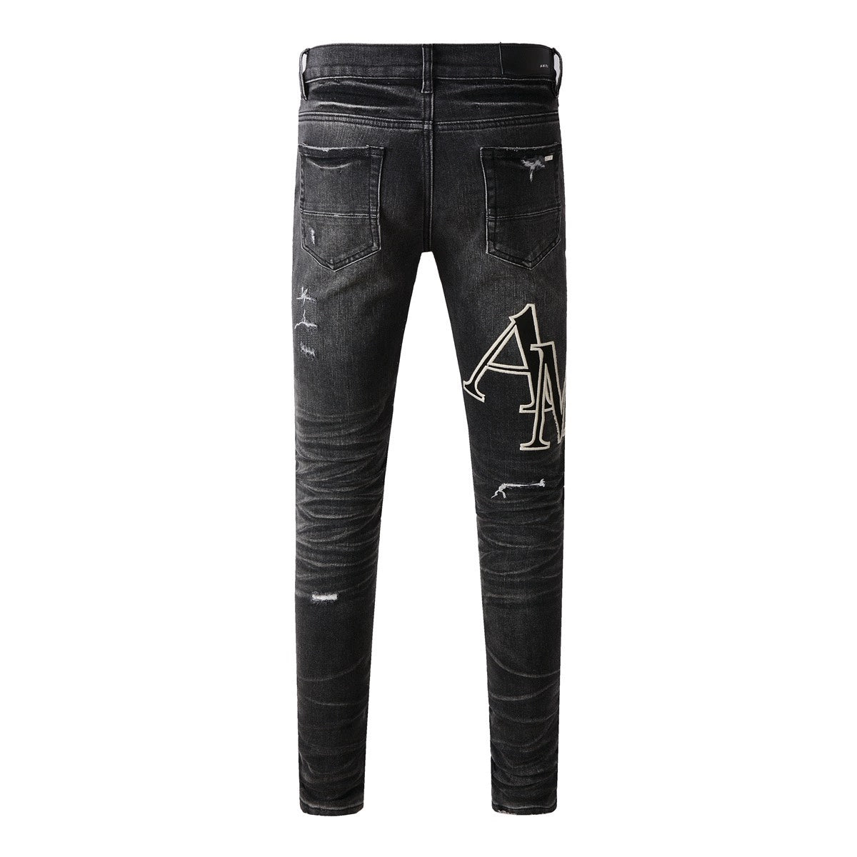 American Brand New Arrival Amiri Knee Ripped Black Denim Silm Skinny Pants