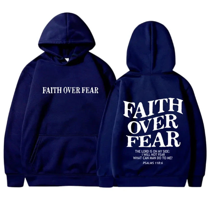 FAITH OVER FEAR Hoodies for Men Sweatshirts Hip Hop  Men Tops Hoodie