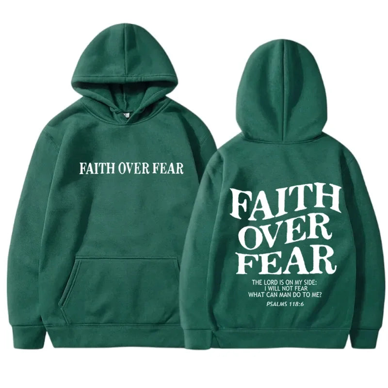 FAITH OVER FEAR Hoodies for Men Sweatshirts Hip Hop  Men Tops Hoodie
