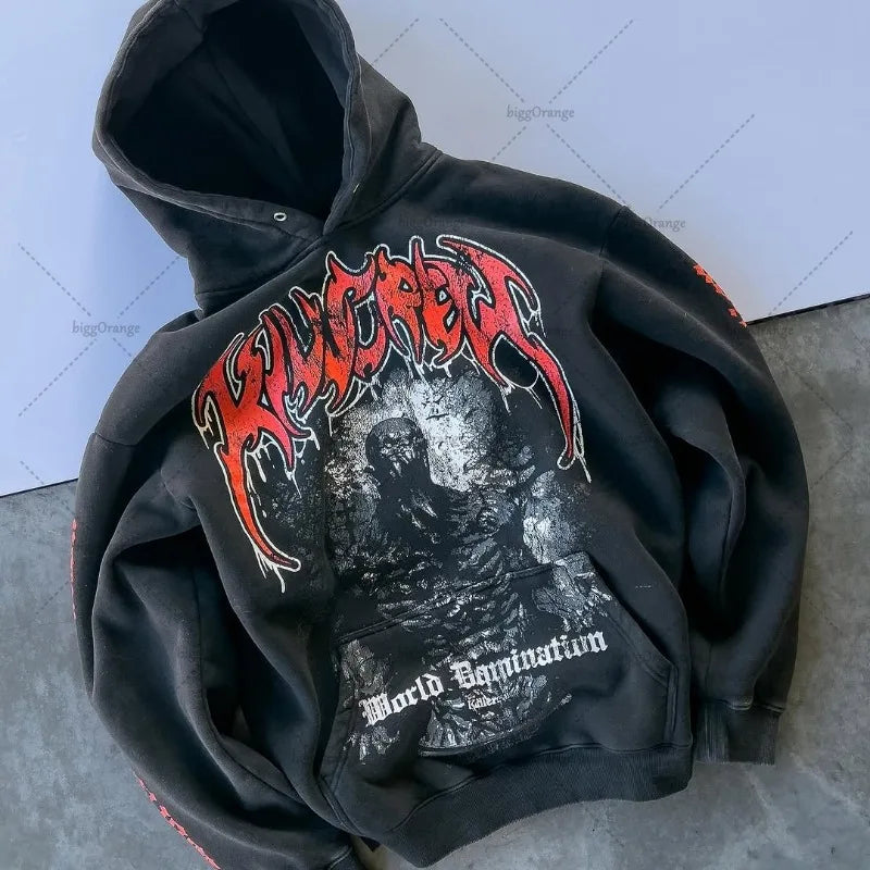 Designer American Retro Trend Hoodie  Long-sleeved Tops Oversized Loose Versatile  Sweatshirt