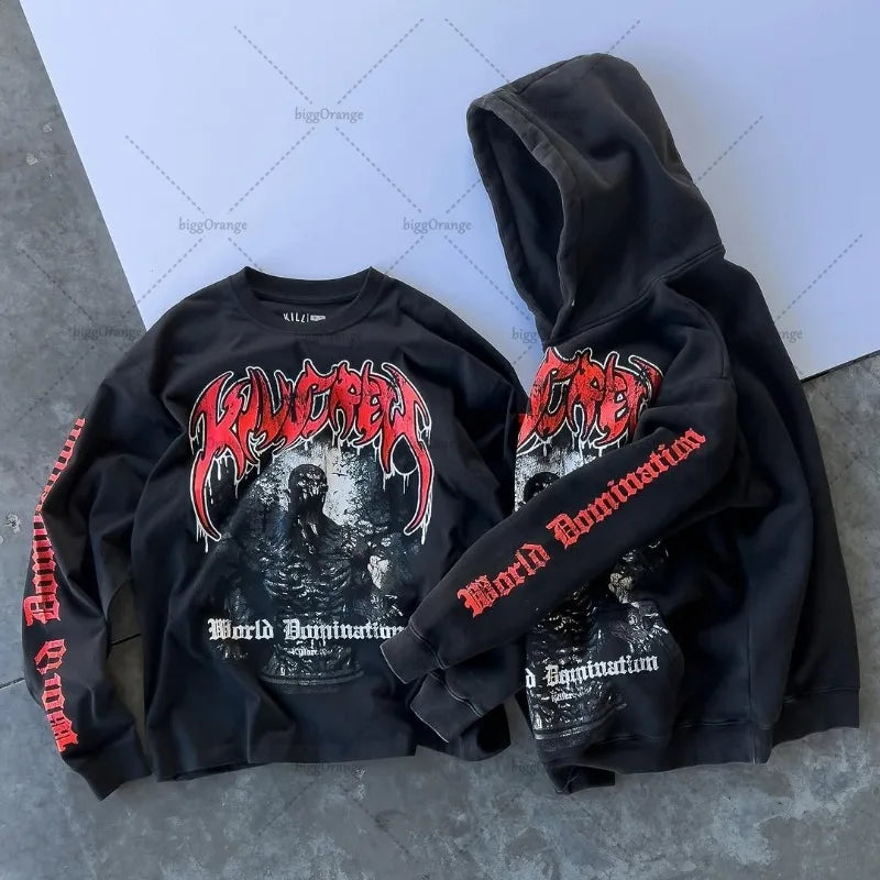 Designer American Retro Trend Hoodie  Long-sleeved Tops Oversized Loose Versatile  Sweatshirt