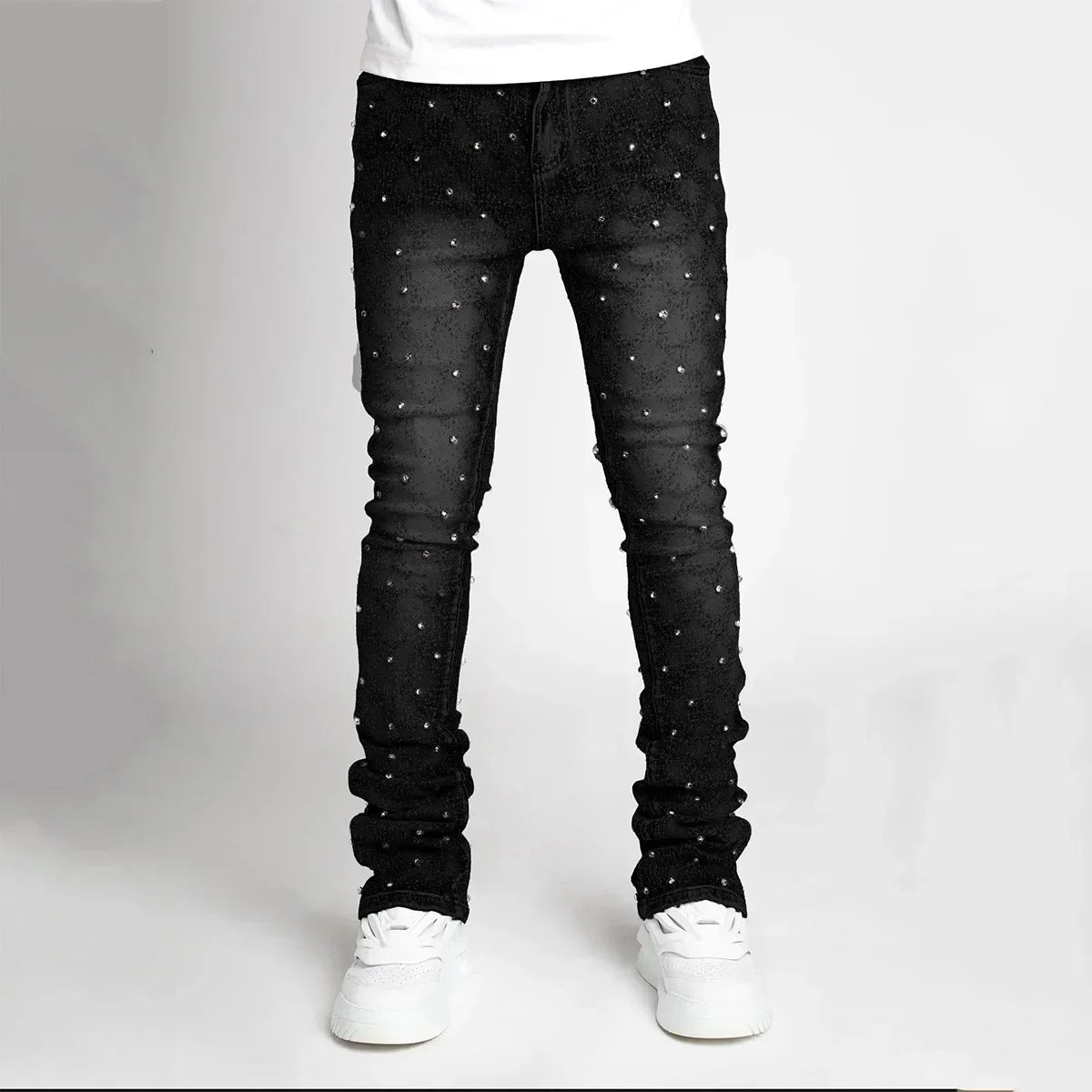Designer Jeans for Men Slim Fit Stretchy Pearls Denim