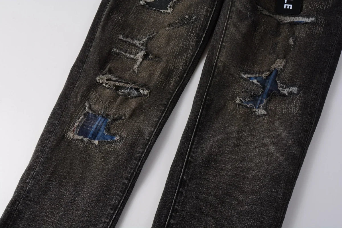 Purples Jeans Brand  Men High Street Skinny Denim Pants