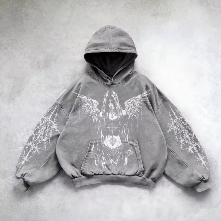 Hoodie Women Street Hip Hop Retro Loose Sweatshirt Couple Casual Joker Padded Hoodie