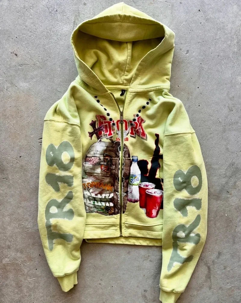 Loose and Oversized Hoodie American Retro Sweatshirt