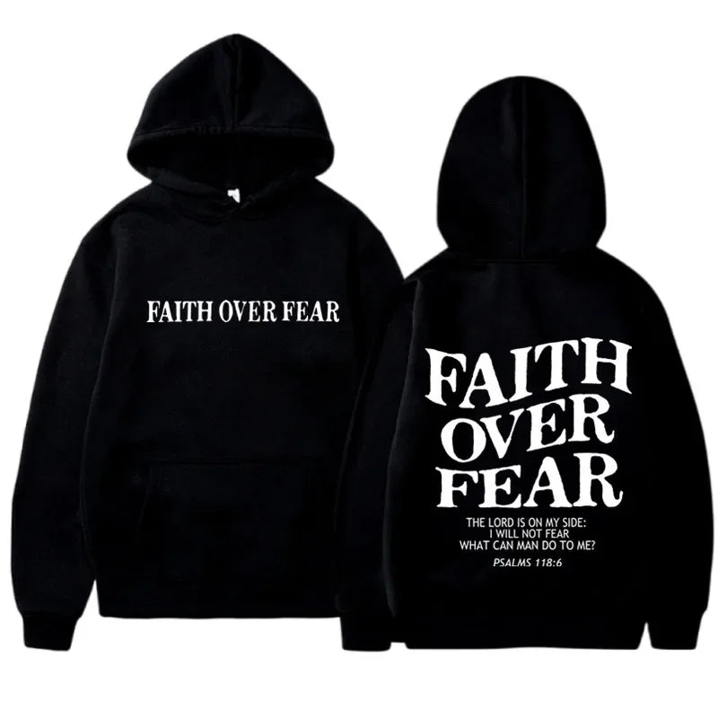 FAITH OVER FEAR Hoodies for Men Sweatshirts Hip Hop  Men Tops Hoodie
