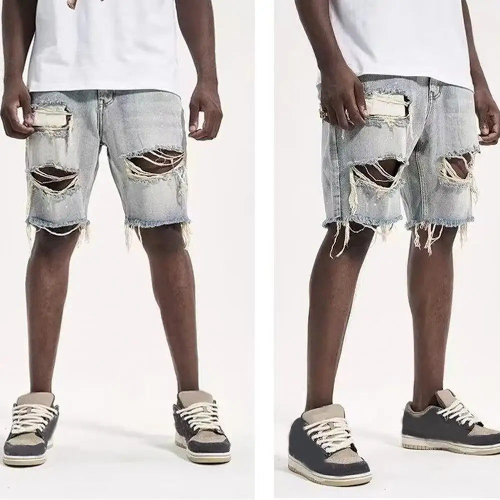 Designer Denim Shorts Men's Summer Distressed Jeans for men
