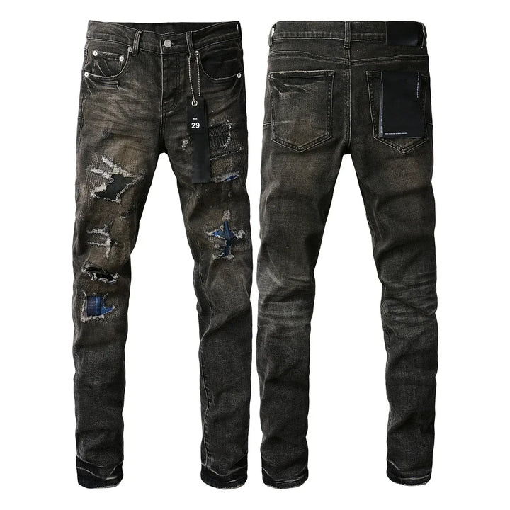 Purples Jeans Brand  Men High Street Skinny Denim Pants