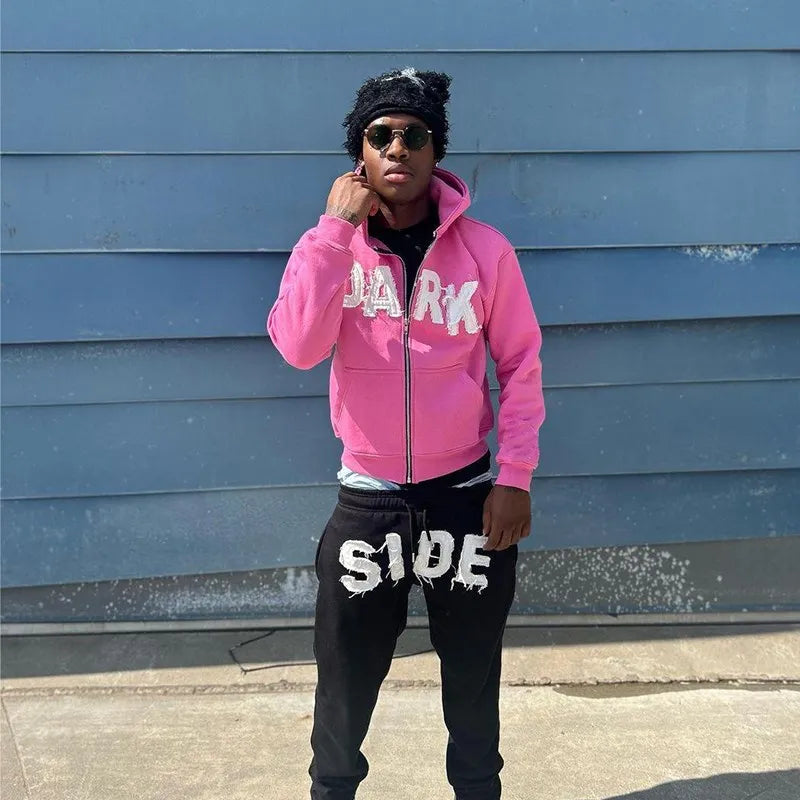 Y2K American New Letter Printed Jacket High Streetwear Fashion Oversized Hoodie Men Retro Punk Casual Pullover Sweatshirt Top