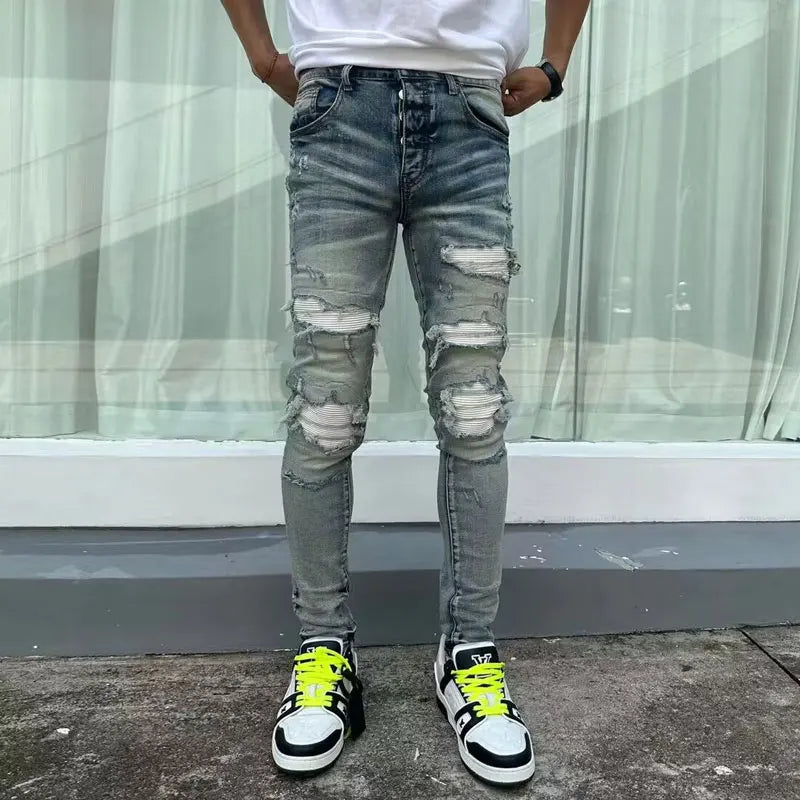 Designer Amiri new men's jeans stretch slim fit retro