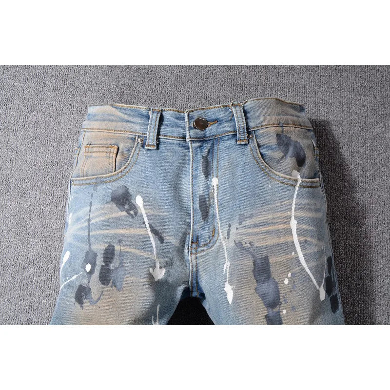 Amiri Blue High Street Holes Transparent Crystal Jeans For Men