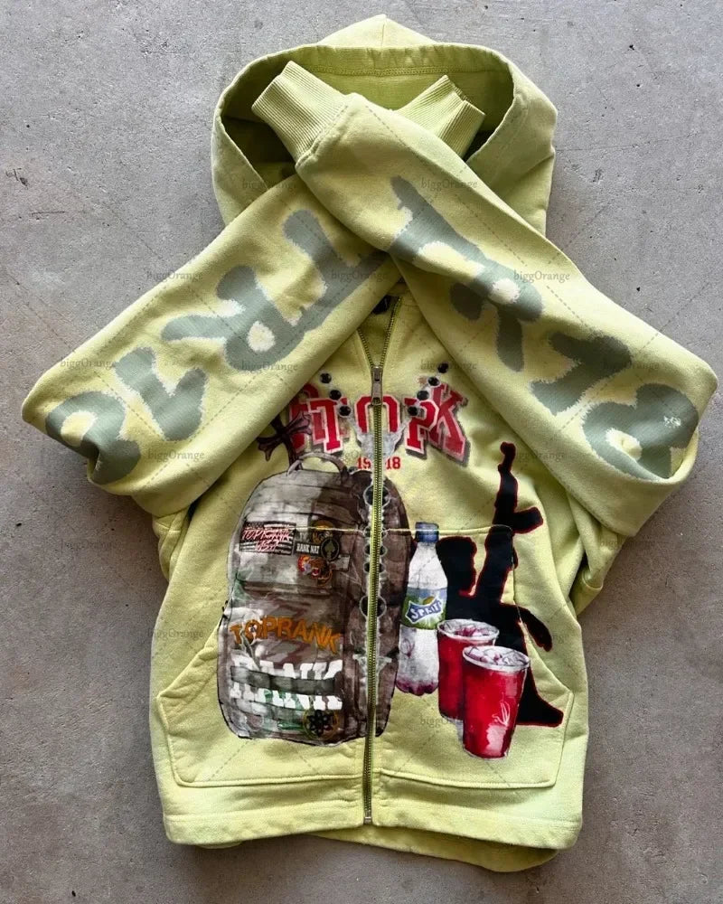 Loose and Oversized Hoodie American Retro Sweatshirt