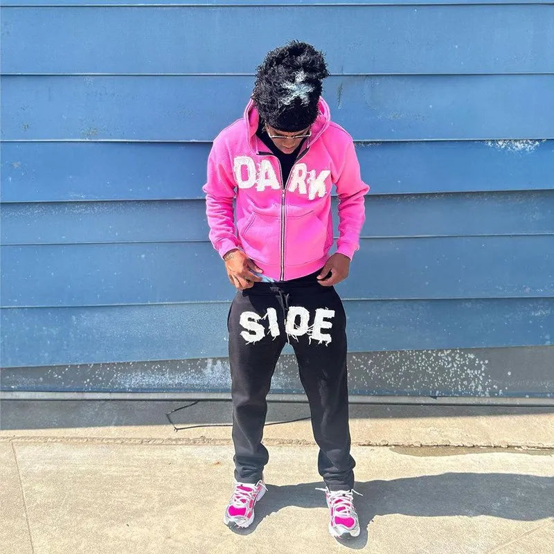 Y2K American New Letter Printed Jacket High Streetwear Fashion Oversized Hoodie Men Retro Punk Casual Pullover Sweatshirt Top