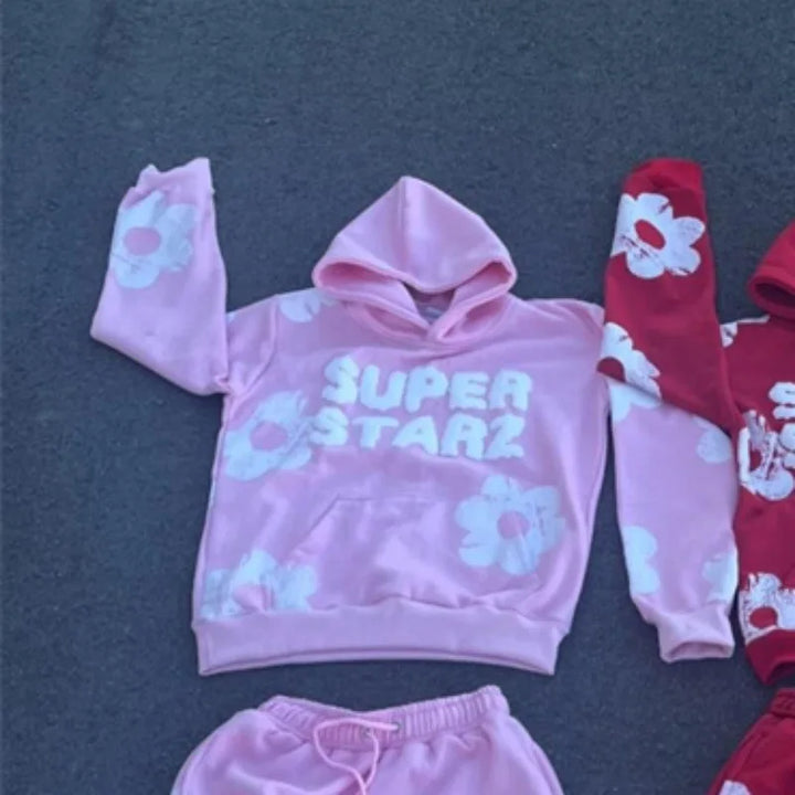 Autumn and winter, new cross-border Y2K cloud men's and women's hoodie set for Europe and America, trendy casual pants set