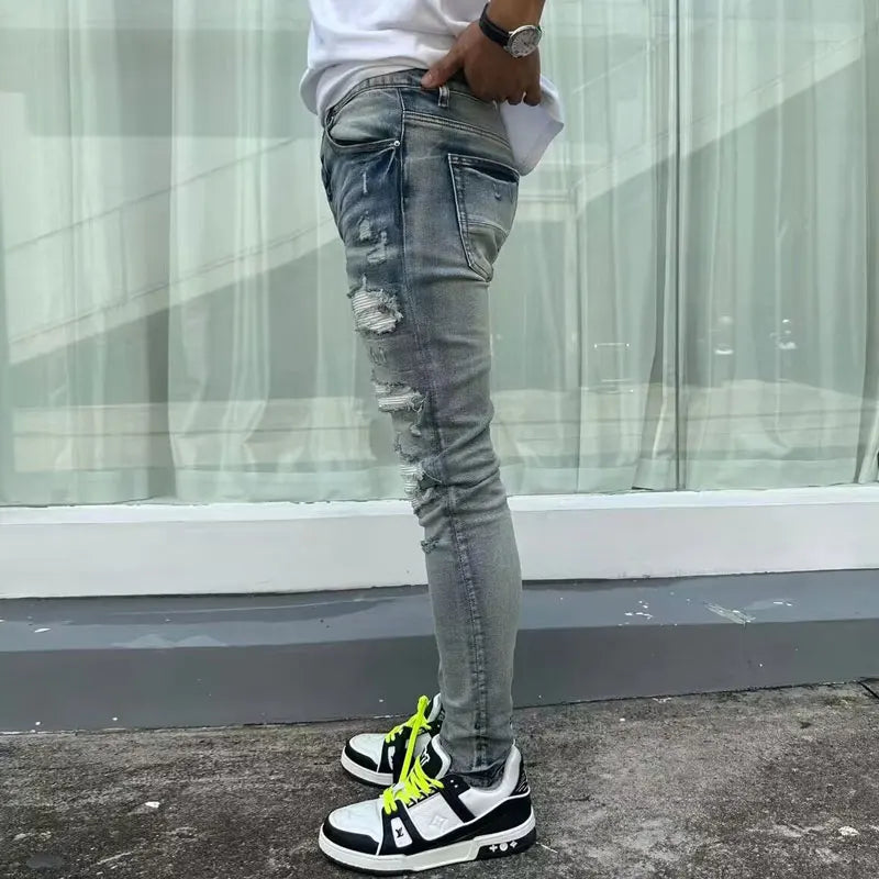 Designer Amiri new men's jeans stretch slim fit retro