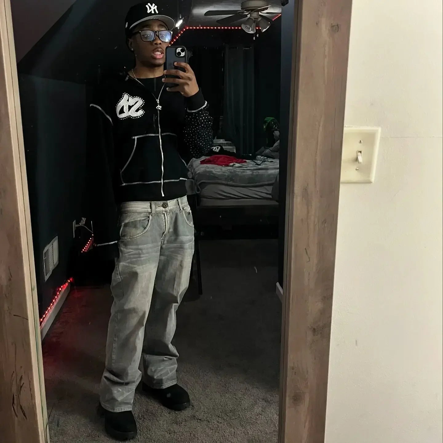 Streetwear Retro Men Diamond Oversized Hoodie Men And Women