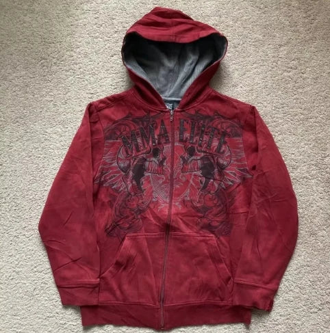 Hoodie Men American Retro  Sportswear High Street Gothic Fashion Loose Top Unisex Clothing