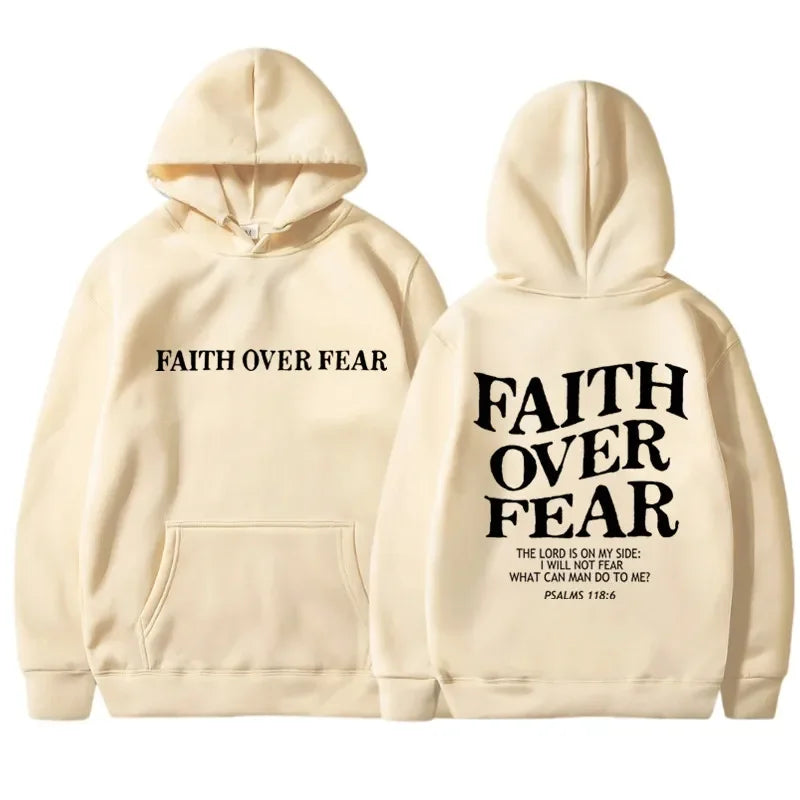 FAITH OVER FEAR Hoodies for Men Sweatshirts Hip Hop  Men Tops Hoodie
