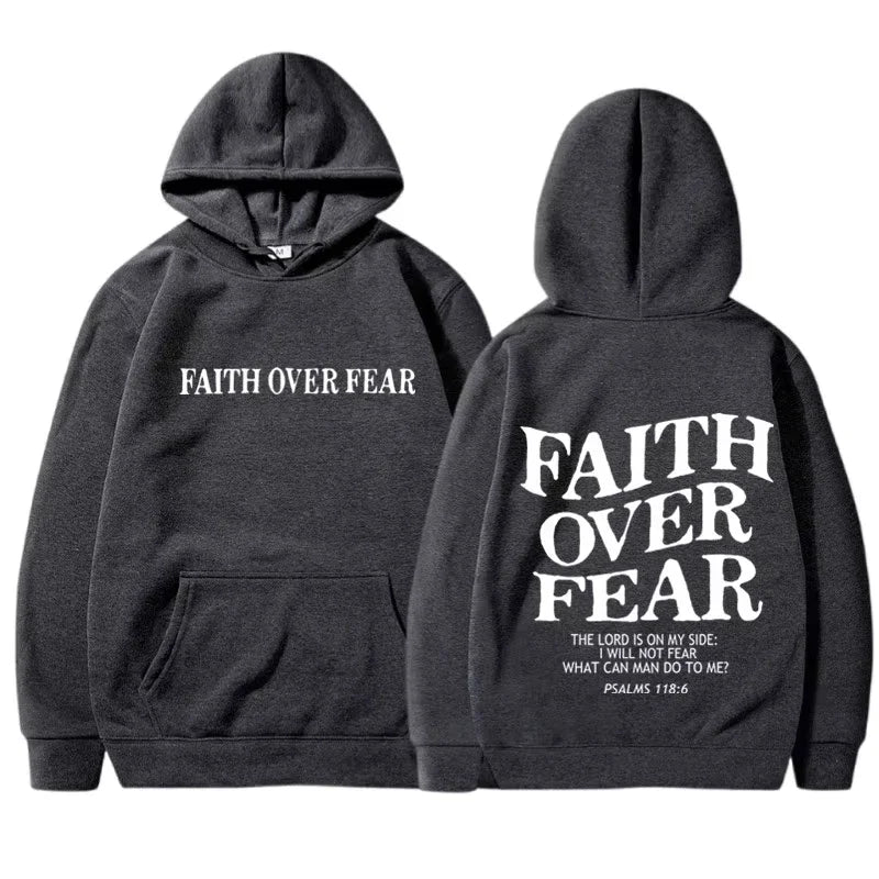 FAITH OVER FEAR Hoodies for Men Sweatshirts Hip Hop  Men Tops Hoodie