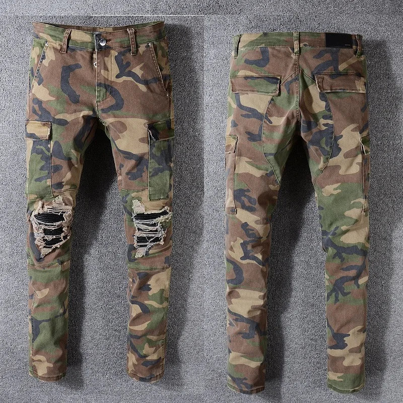 High Street Fashion amiri Jeans Patch Camouflage