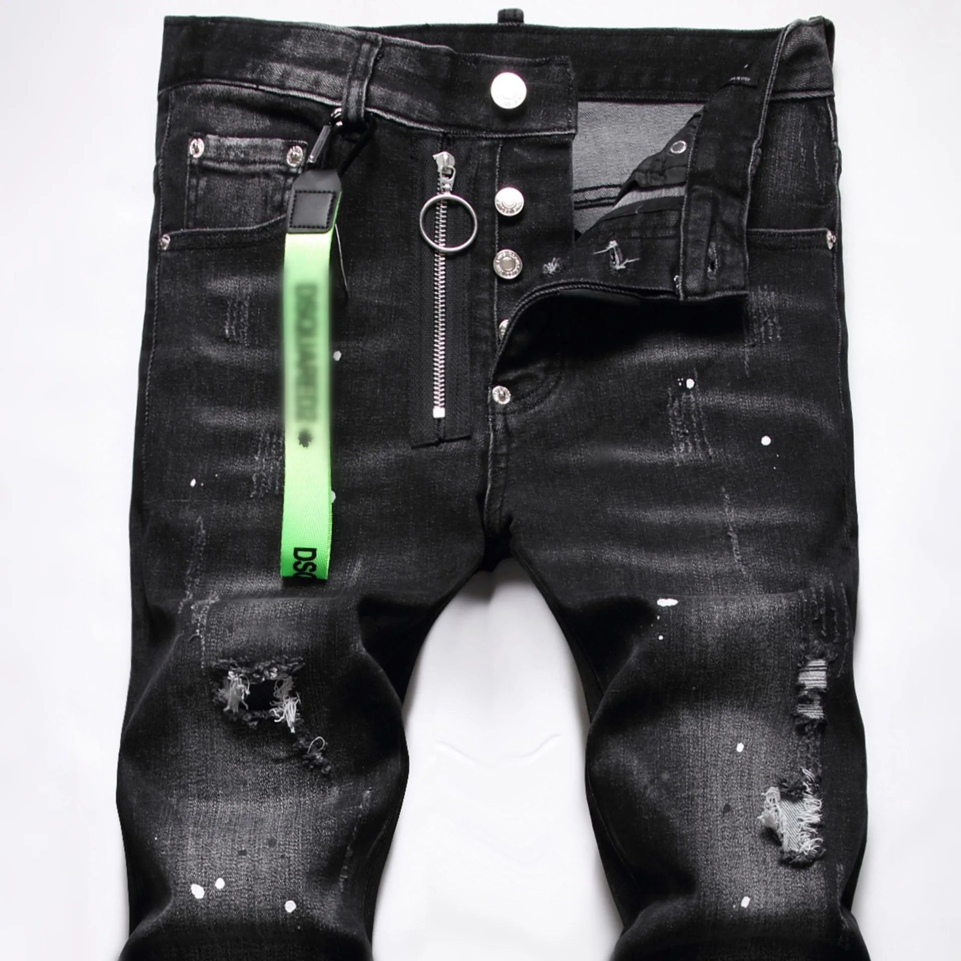 Denim Pants Men Jeans Casual High Waist Straight Trousers