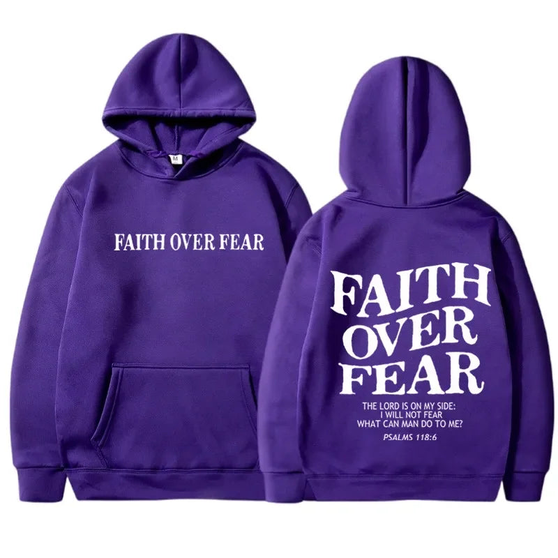 FAITH OVER FEAR Hoodies for Men Sweatshirts Hip Hop  Men Tops Hoodie