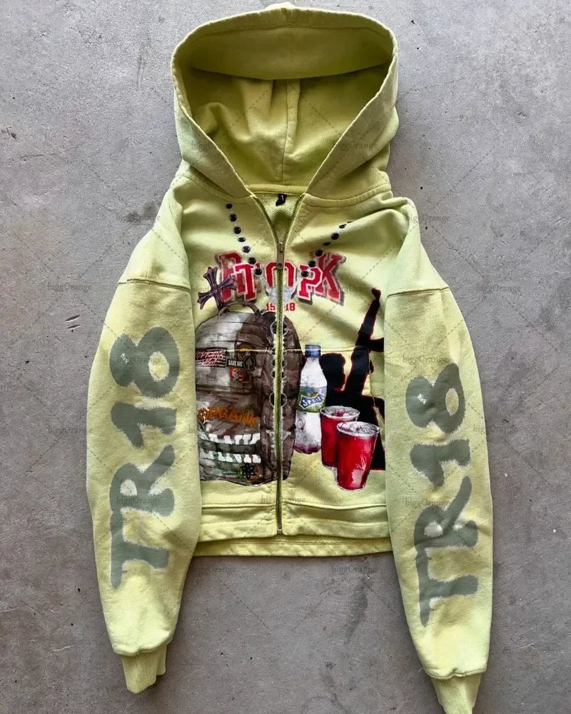 Loose and Oversized Hoodie American Retro Sweatshirt