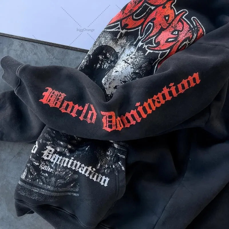 Designer American Retro Trend Hoodie  Long-sleeved Tops Oversized Loose Versatile  Sweatshirt