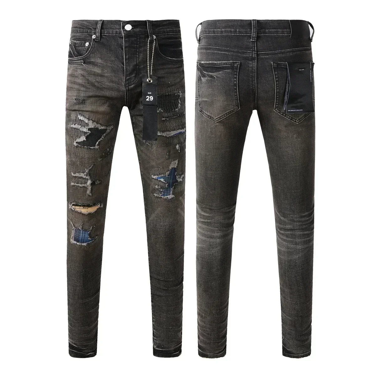 Purples Jeans Brand  Men High Street Skinny Denim Pants