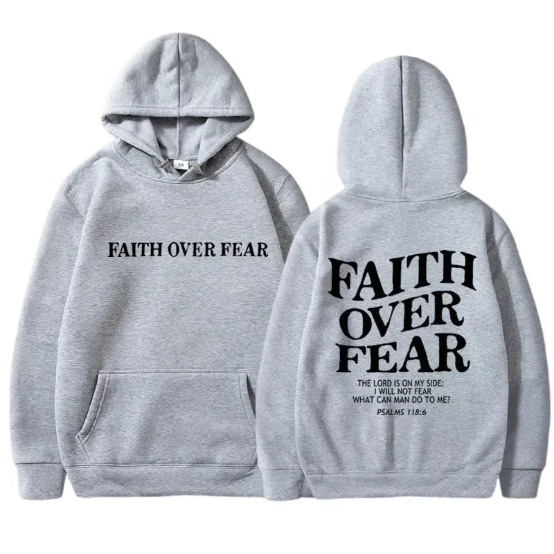 FAITH OVER FEAR Hoodies for Men Sweatshirts Hip Hop  Men Tops Hoodie
