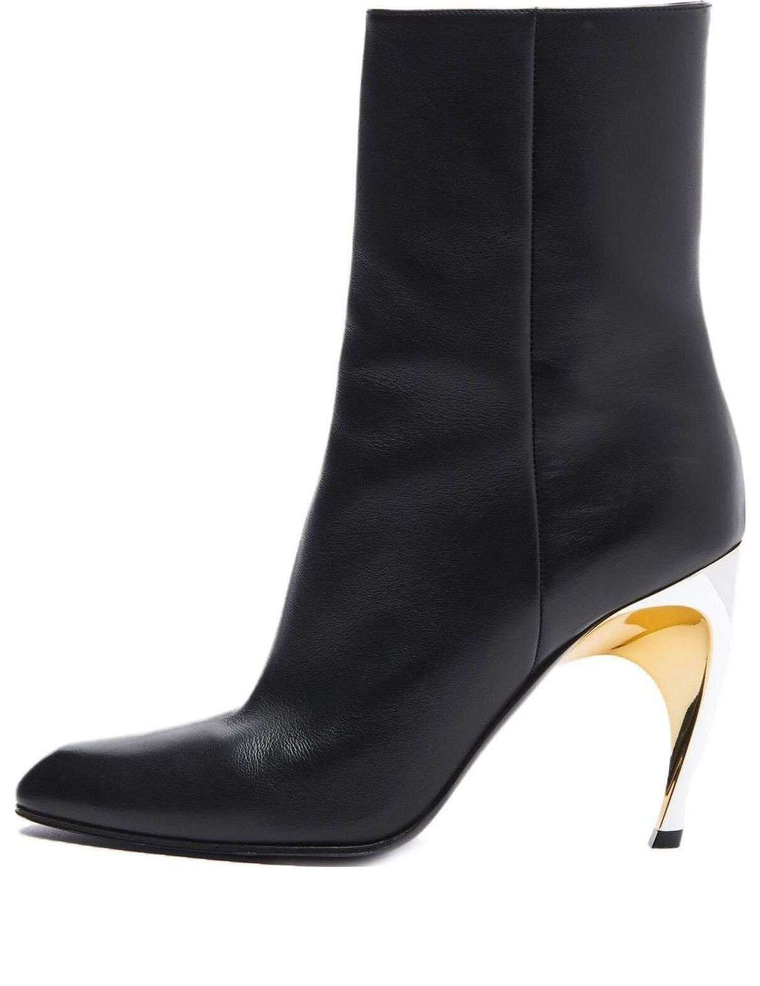 (WMNS) Alexander McQueen Armadillo Leather Ankle Boots 'Black Silver' 780676WIEG21399 #