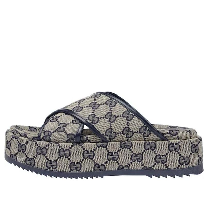 (WMNS) Gucci GG Platform Slide Sandal 'GG Motif - Beige Blue' 692842-H6320-4061 #