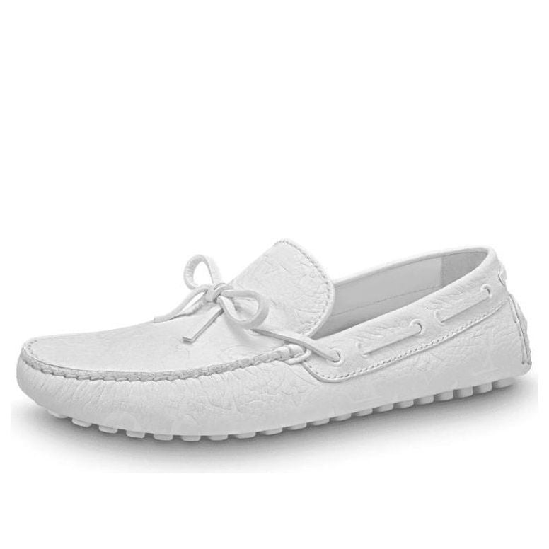 LOUIS VUITTON Arizona Moccasin Shoes 'White Logo Monogram' 1A5Y93 #