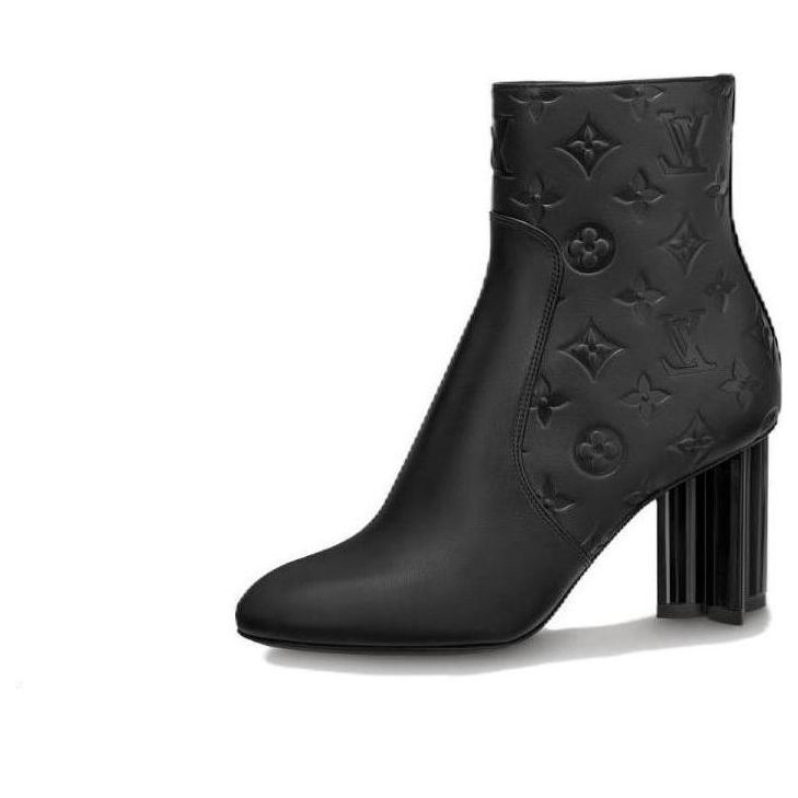 (WMNS) LOUIS VUITTON Silhouette 8cm Heeled Boots 'Black Monogram' 1ABP9G#