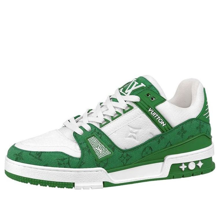 LOUIS VUITTON LV Trainers 'White with Green Monogram' 1A9JI1 #