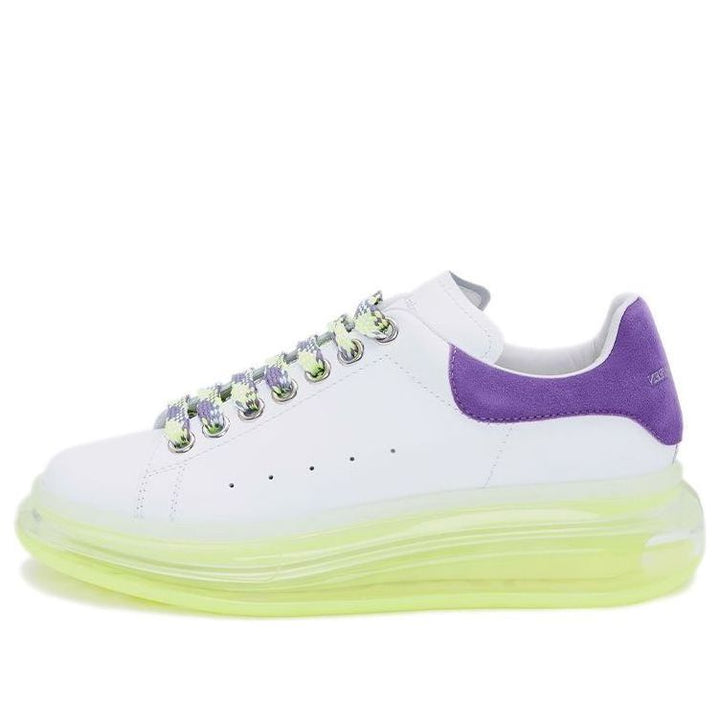 (WMNS) Alexander McQueen Neon Sole Leather Sneakers 'White Purple' 612744WIA4G9333 #