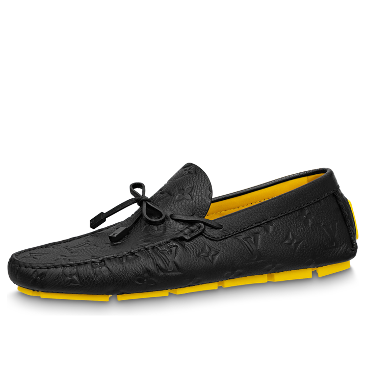 LOUIS VUITTON x YAYOI KUSAMA Moccasin Shoes 'Black Monogram with Yellow' 1ABD55 #