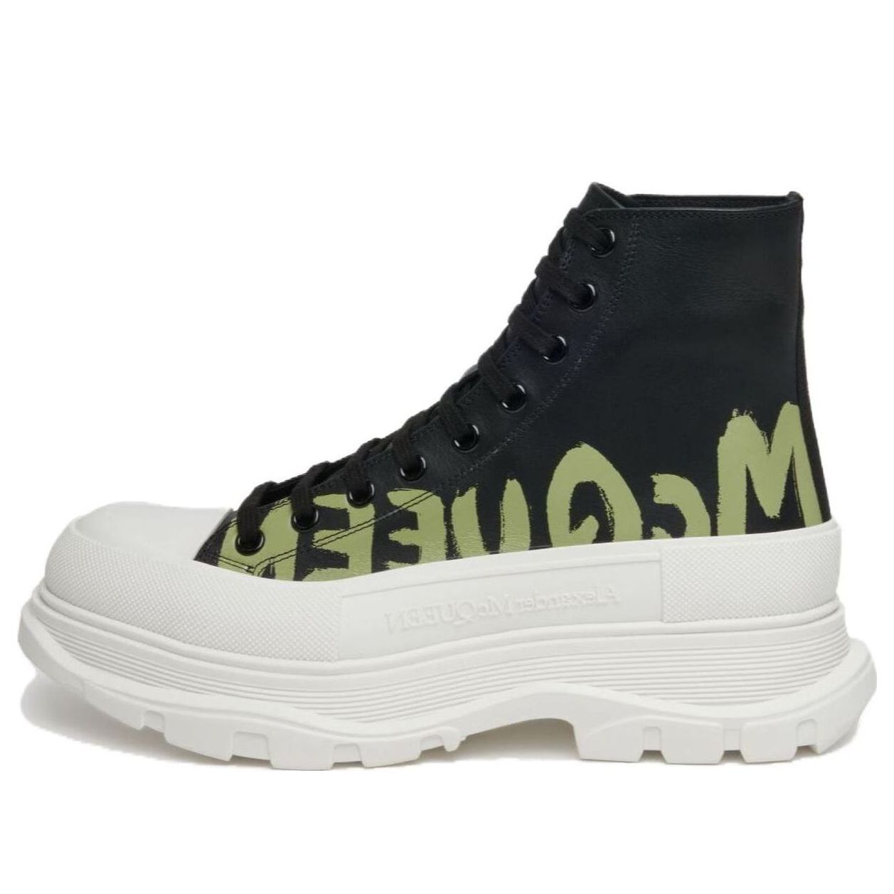 Alexander McQueen Tread Slick Lace-up High Top Shoes 'Black White