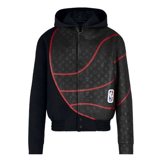 LOUIS VUITTON x NBA SS21 Monogram Obscure Leather Jacket M Black