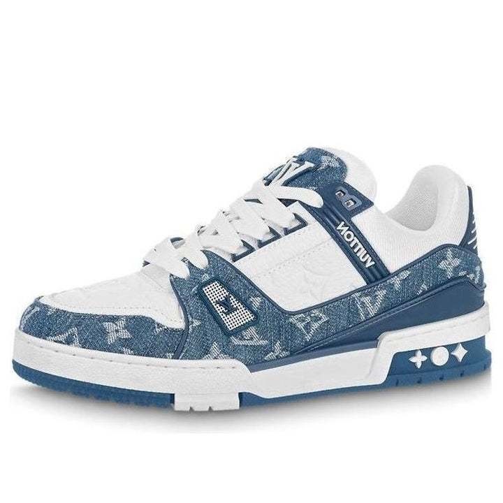 LOUIS VUITTON LV Trainer Sneakers Women 'White with Blue Mesh Monogram'