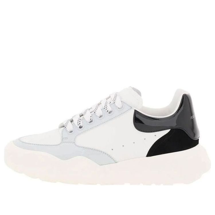 (WMNS) Alexander McQueen Court Leather Sneakers 'White Black Grey' 708077WICDB8979 #