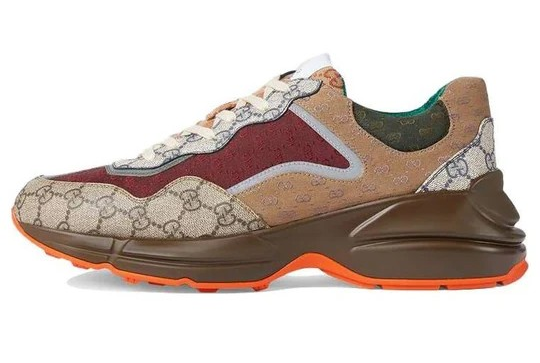 Gucci Rhyton Leather Sneaker " Beige Brick Red '.